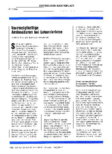 Vorschauseite 1: Verzweigtkettige Aminosäuren bei Leberzirrhose