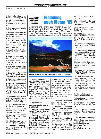 Vorschauseite 1: Einladung nach Meran '85