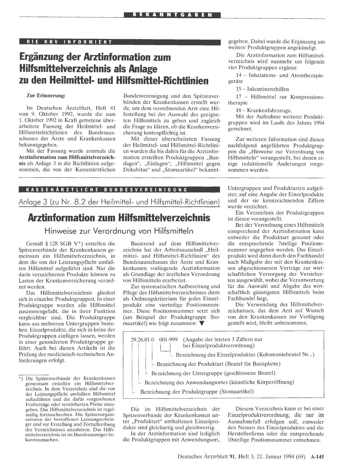 Vorschauseite 1: Ergänzung der Arztinformation zum Hilfsmittelverzeichnis als Anlage zu den Heilmittelund Hilfsmittel-Richtlinien