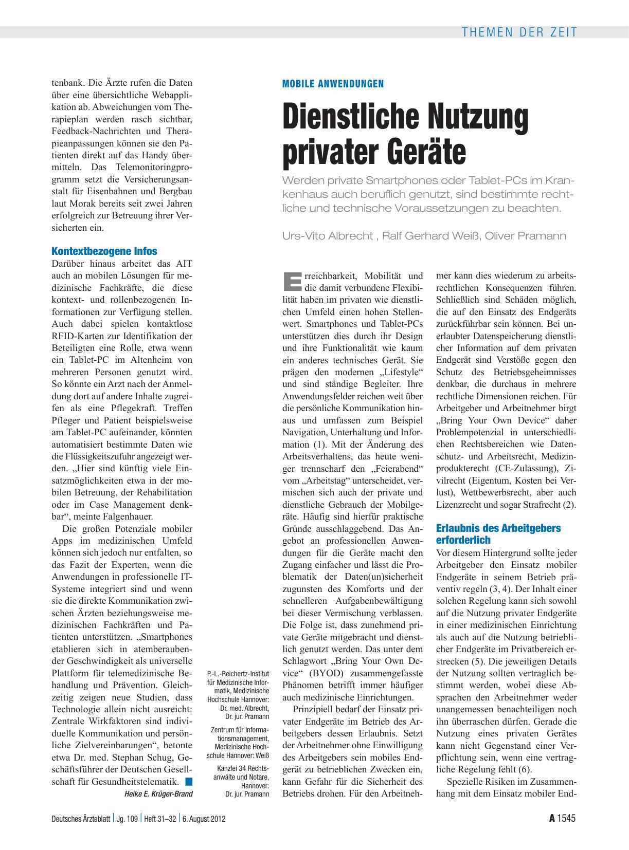 Vorschauseite 1: Mobile Anwendungen: Dienstliche Nutzung privater Geräte