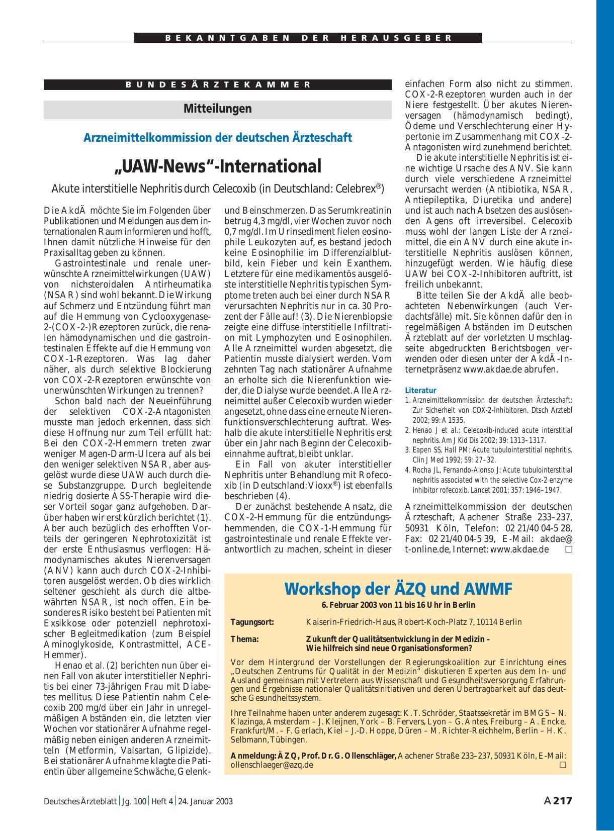 Vorschauseite 1: Mitteilungen: „UAW-News“-International