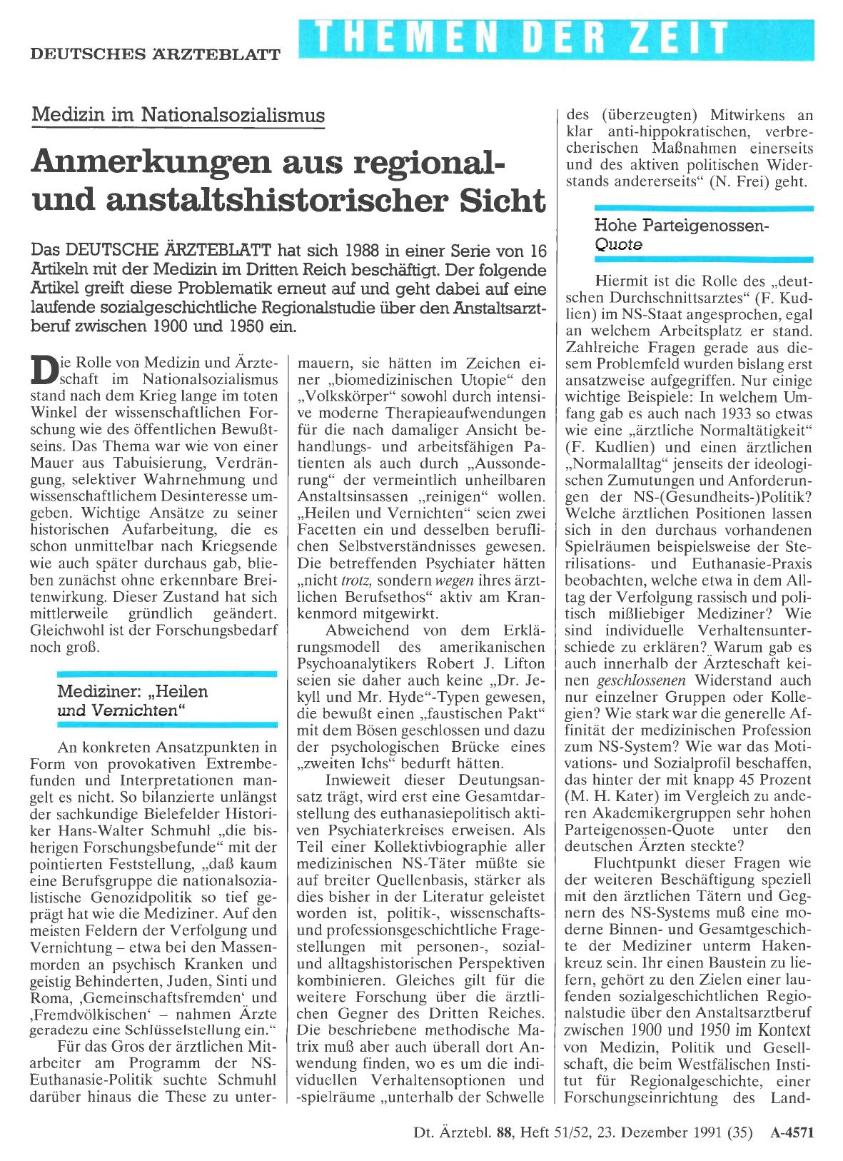 Vorschauseite 1: Medizin im Nationalsozialismus: Anmerkungen aus regionalund anstaltshistorischer Sicht