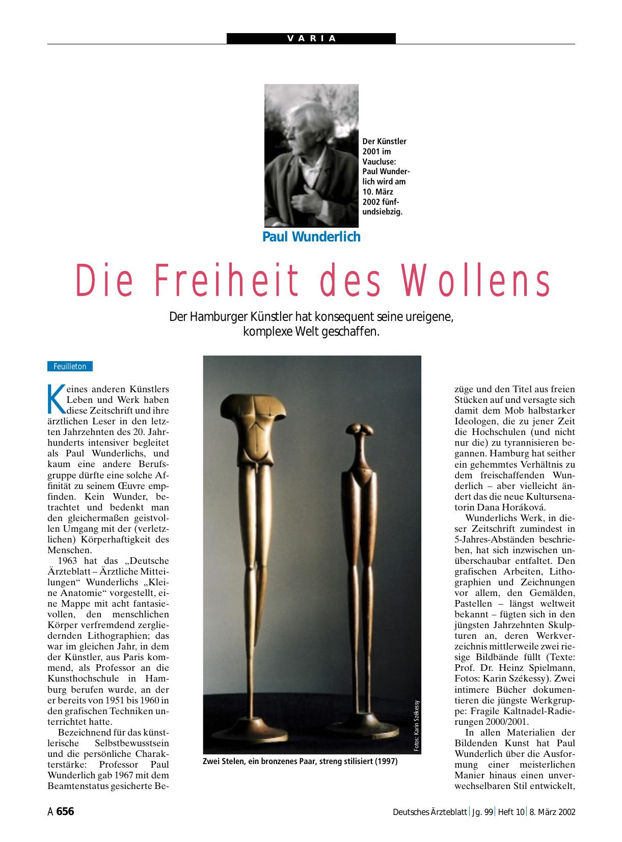 Vorschauseite 1: Paul Wunderlich: Die Freiheit des Wollens