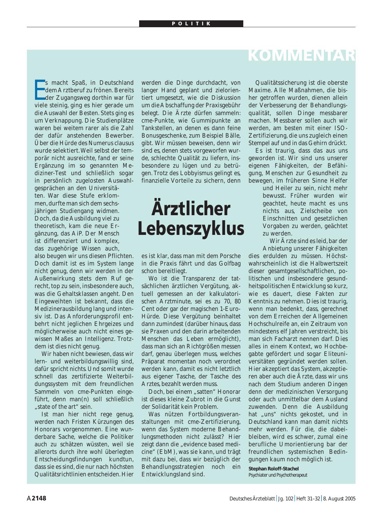 Vorschauseite 1: Ärztlicher Lebenszyklus