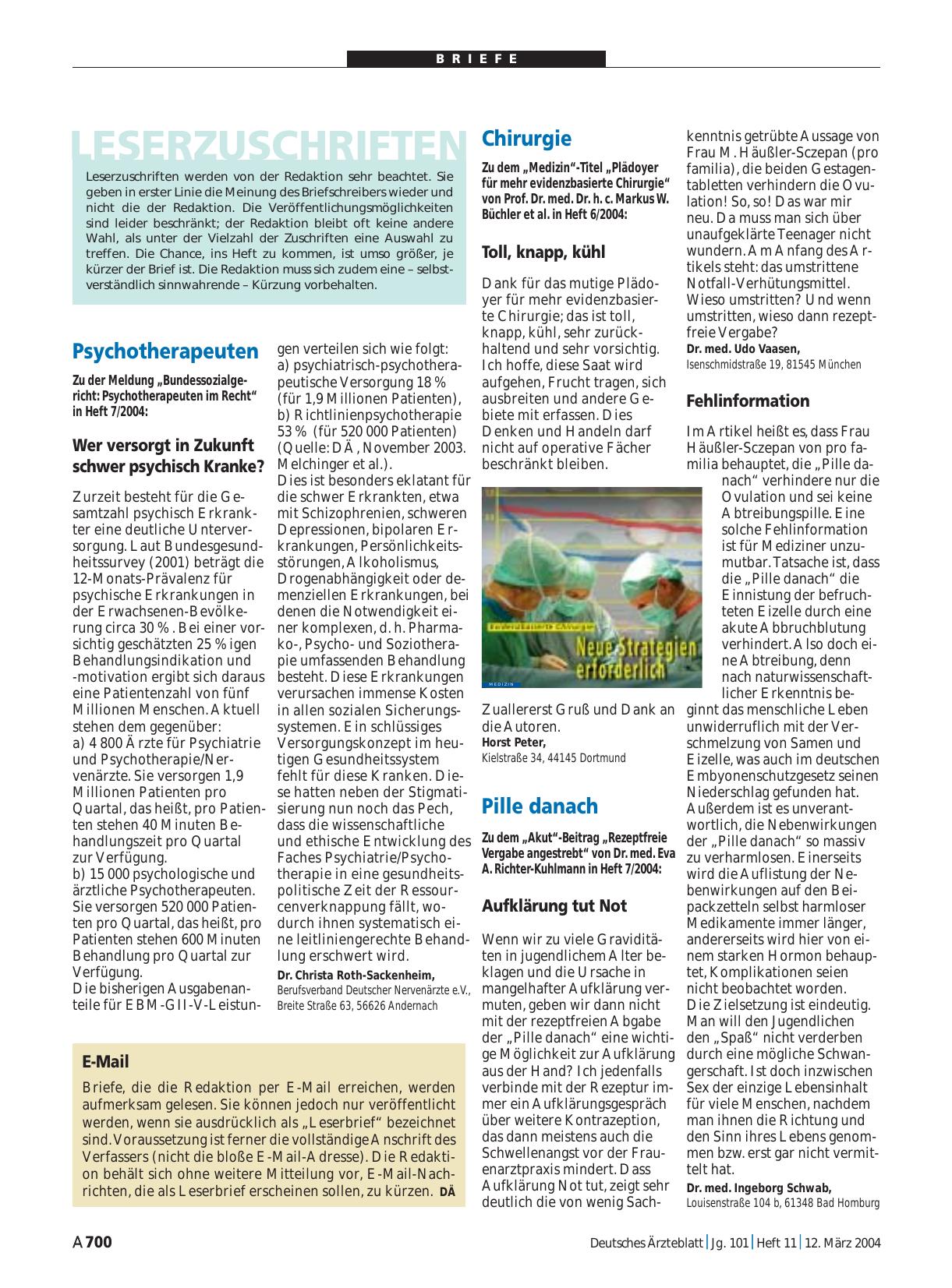 Vorschauseite 1: Psychotherapeuten: Wer versorgt in Zukunft schwer psychisch Kranke?