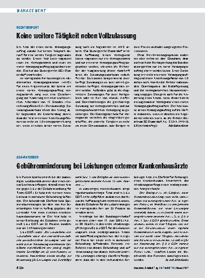 Vorschauseite 1: Rechtsreport: Keine weitere Tätigkeit neben Vollzulassung