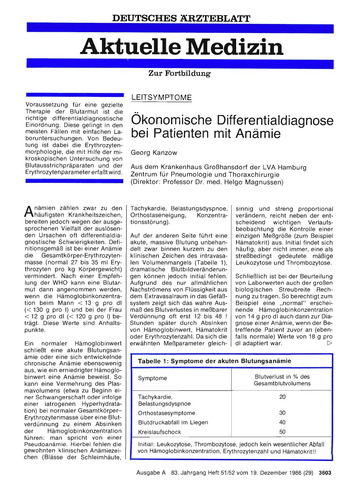 Vorschauseite 1: Ökonomische Differentialdiagnose bei Patienten mit Anämie