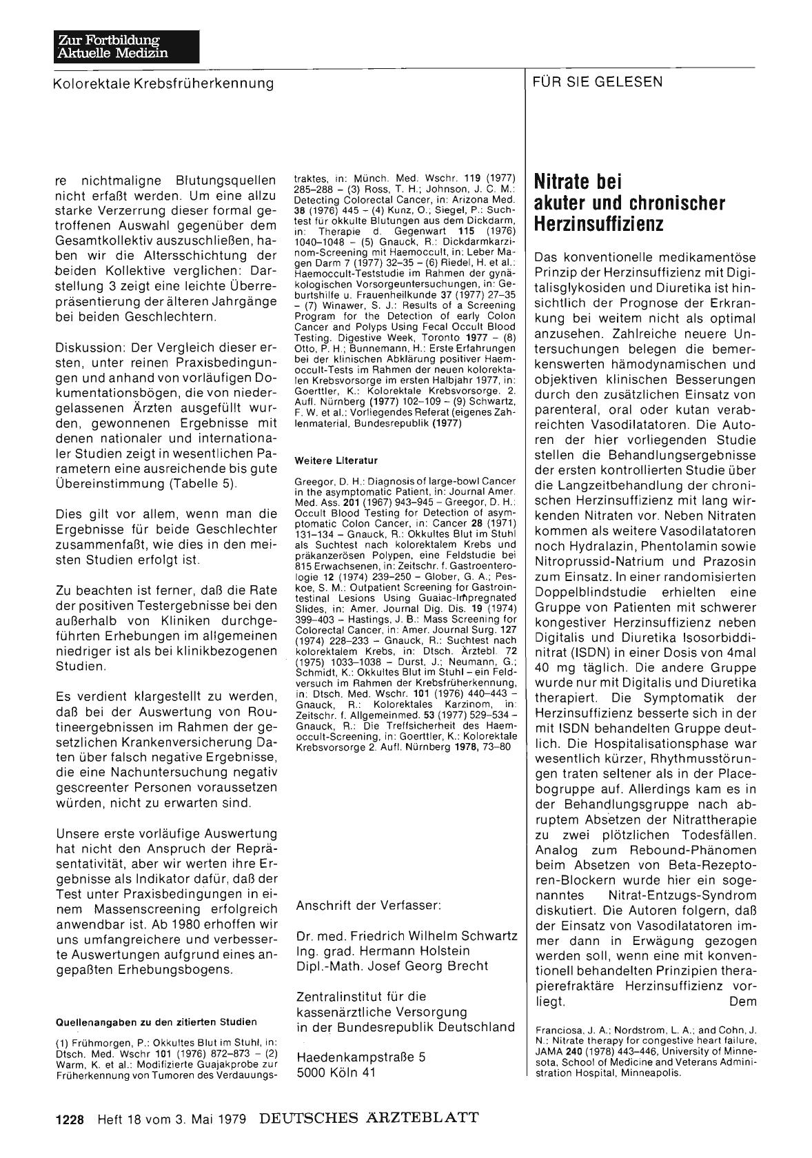 Vorschauseite 1: Nitrate bei akuter und chronischer Herzinsuffizienz