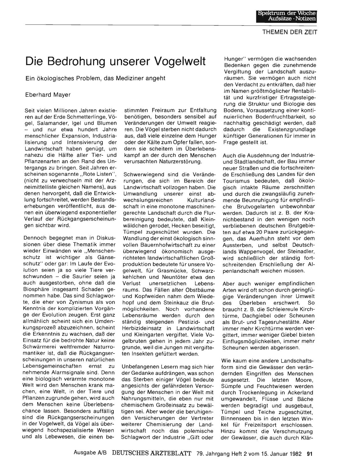 Vorschauseite 1: Die Bedrohung unserer Vogelwelt