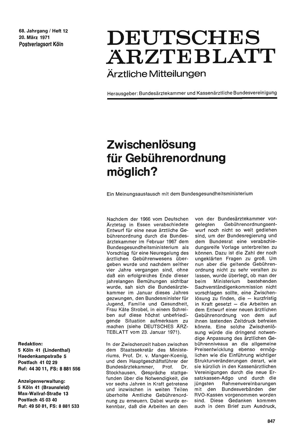 Vorschauseite 1: Zwischenlösung für Gebührenordnung möglich?