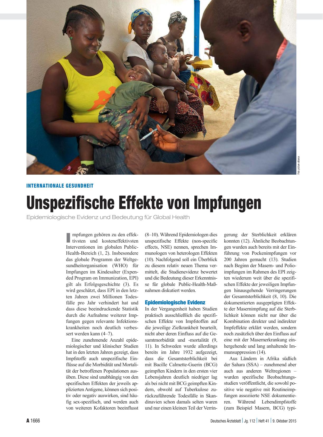 Vorschauseite 1: Internationale Gesundheit: Unspezifische Effekte von Impfungen