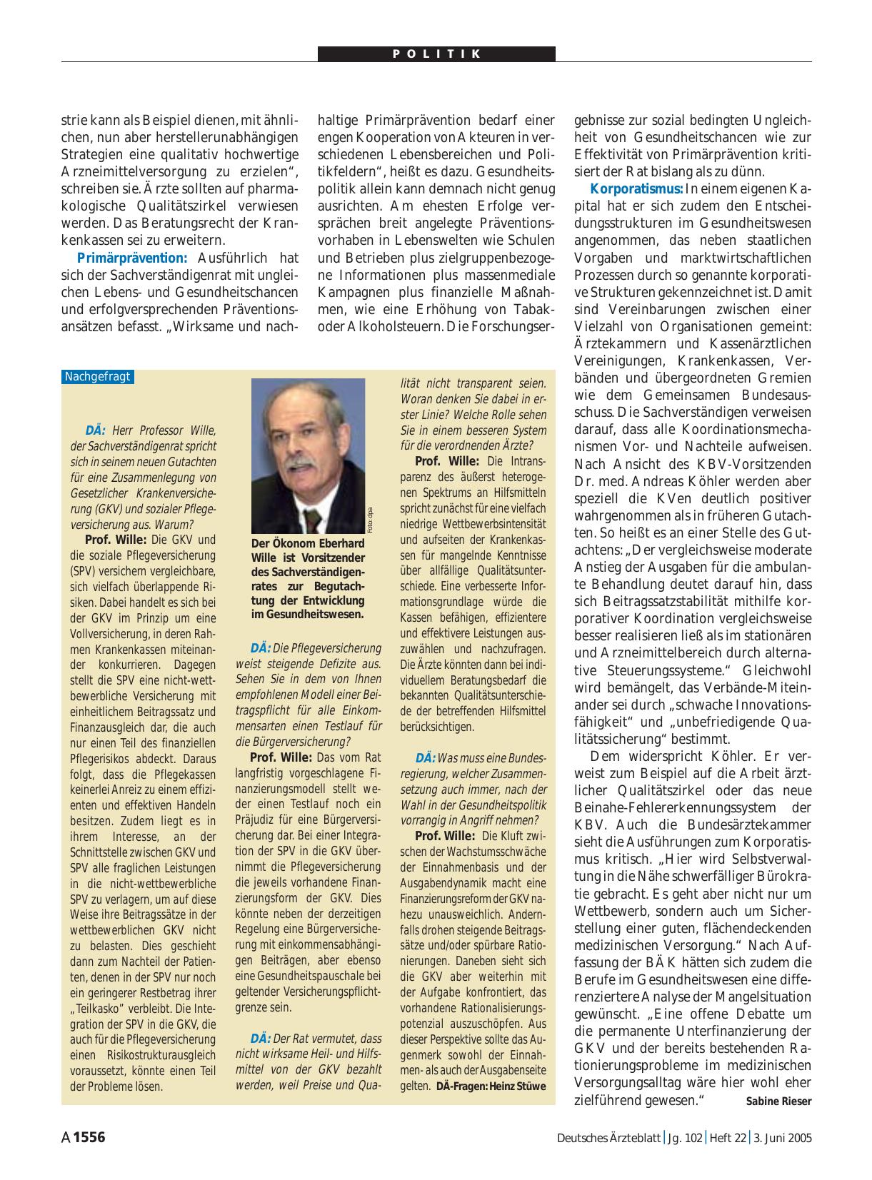 Vorschauseite 1: Nachgefragt: Eberhard Wille