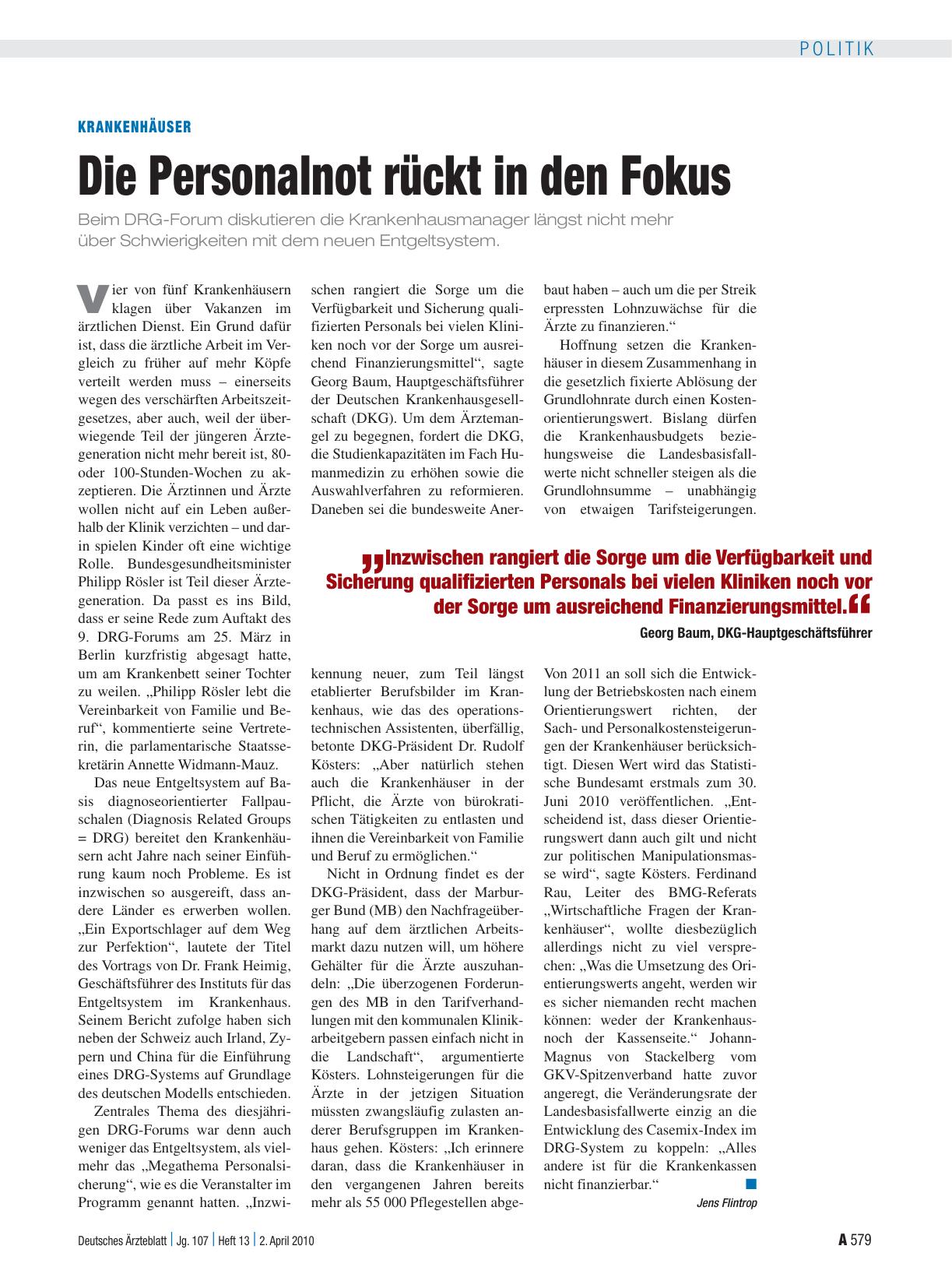 Vorschauseite 1: Krankenhäuser: Die Personalnot rückt in den Fokus