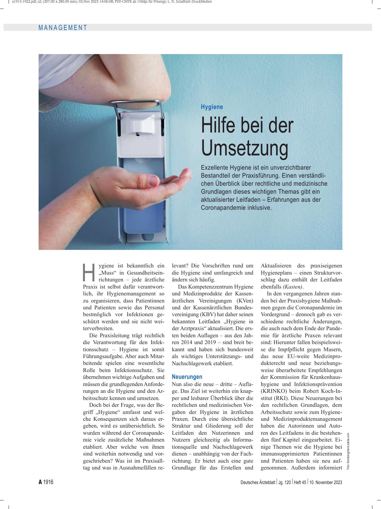 Vorschauseite 1: Hygiene: Hilfe bei der Umsetzung