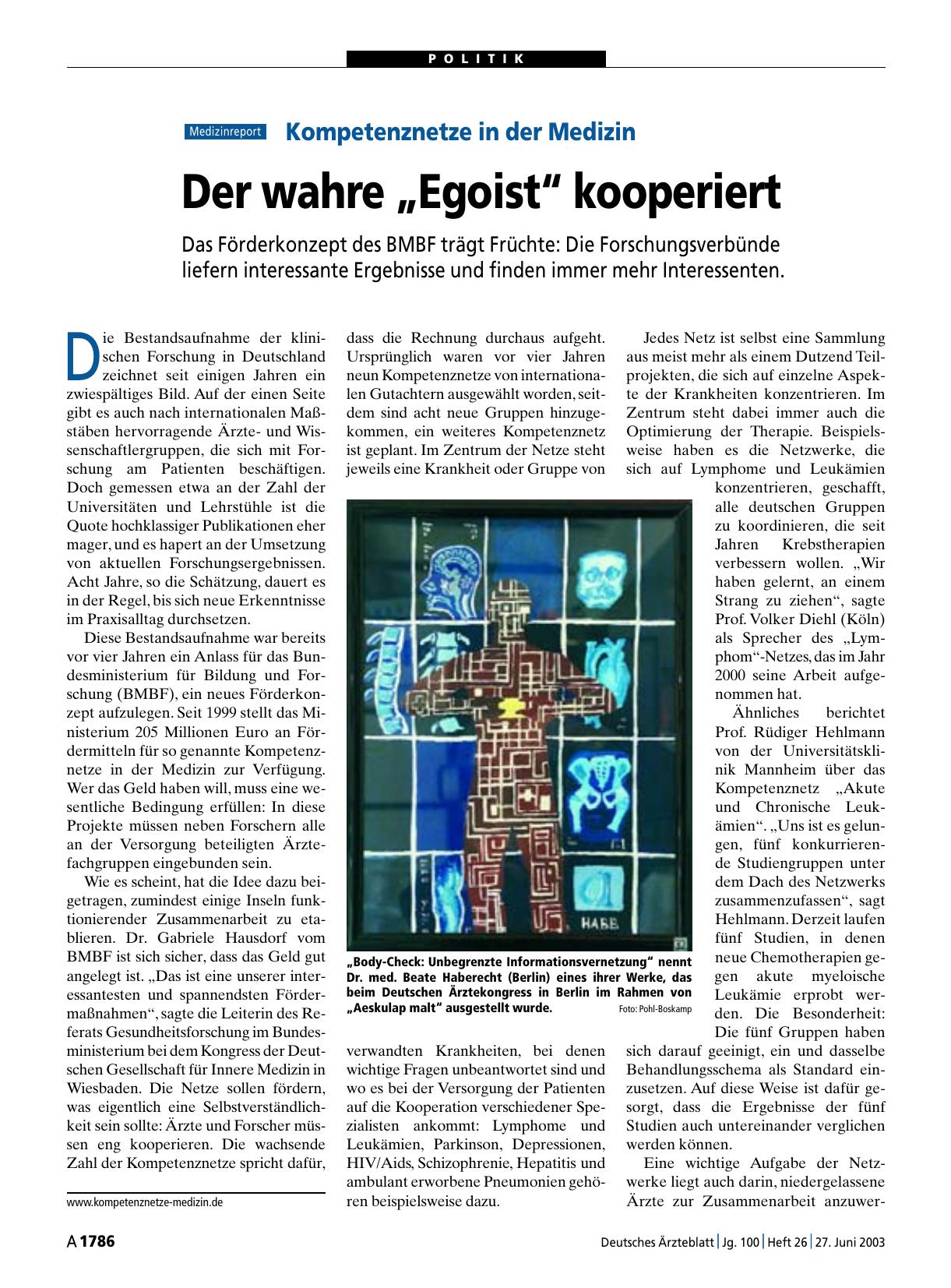 Vorschauseite 1: Kompetenznetze in der Medizin: Der wahre „Egoist“ kooperiert