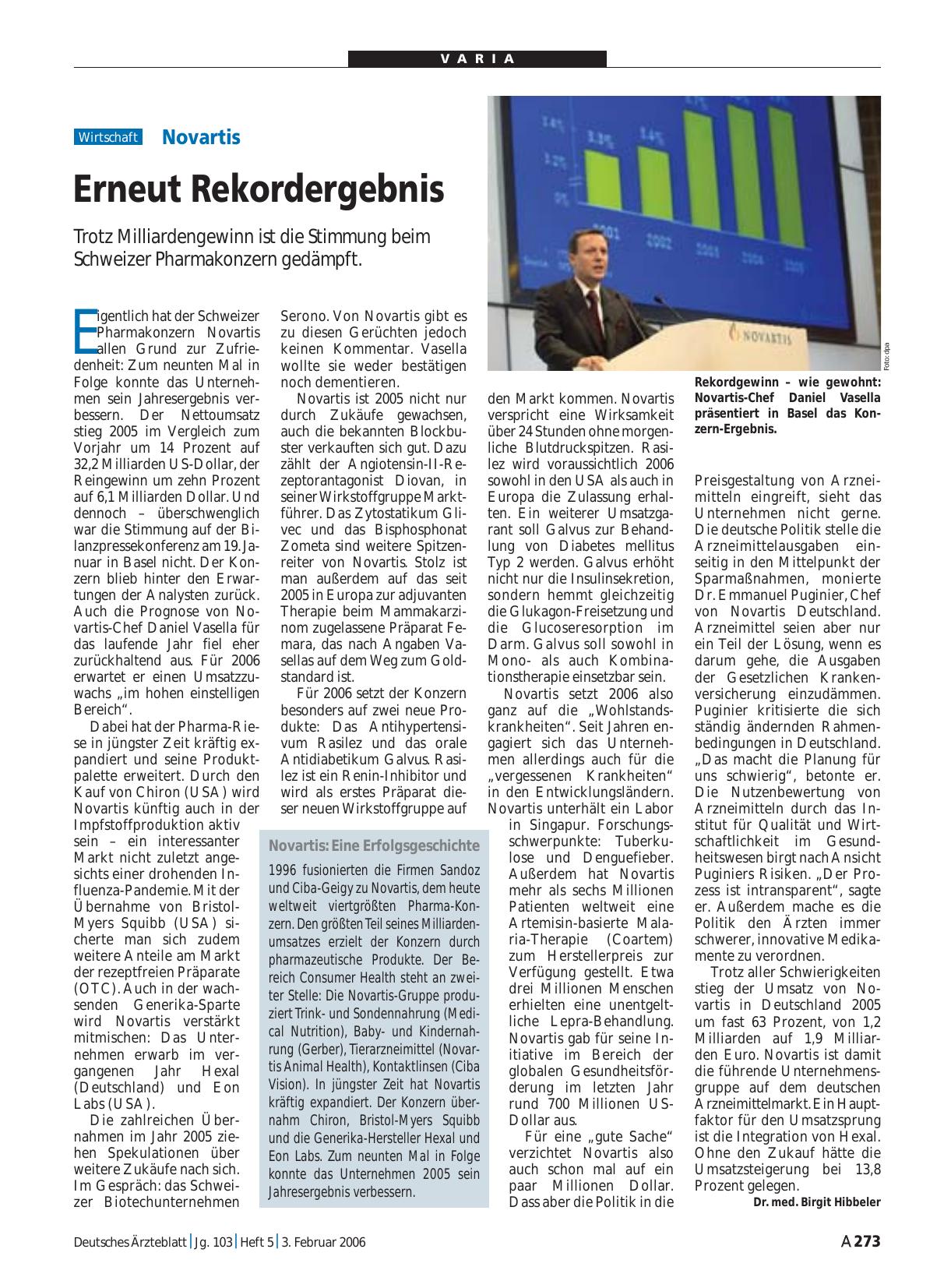 Vorschauseite 1: Novartis: Erneut Rekordergebnis