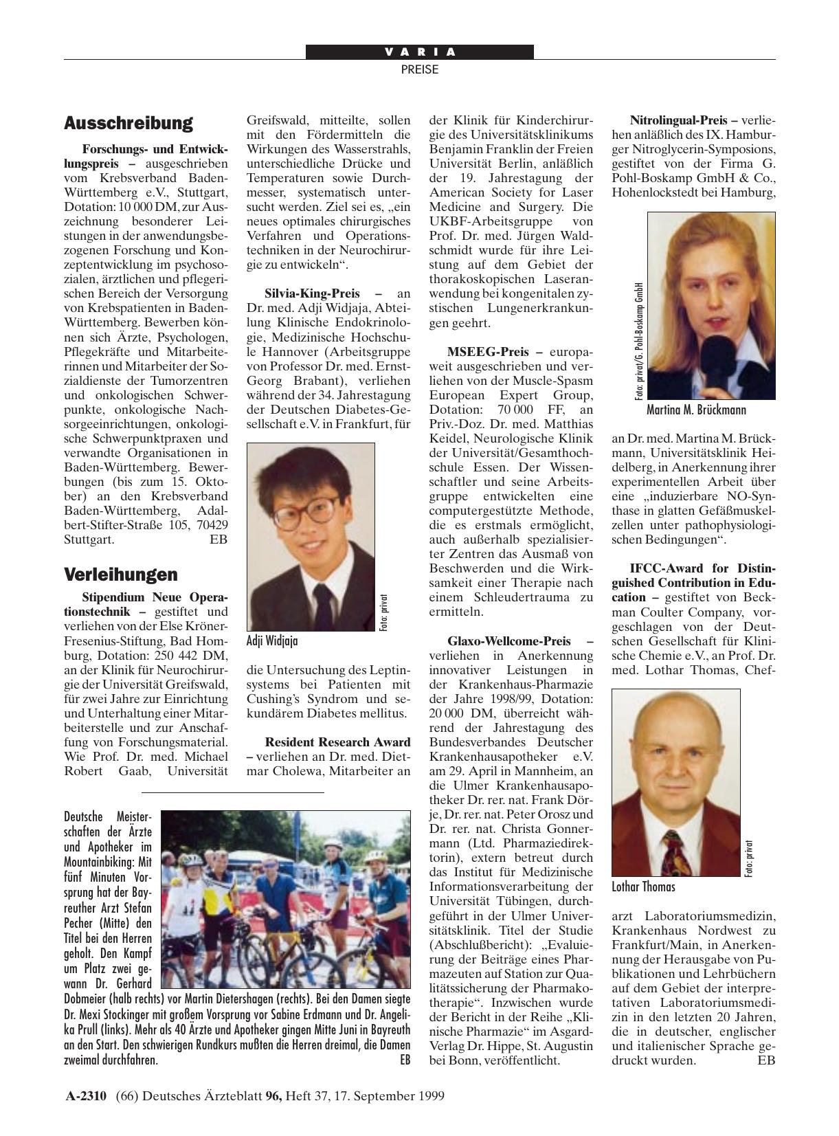 Vorschauseite 1: Verleihungen