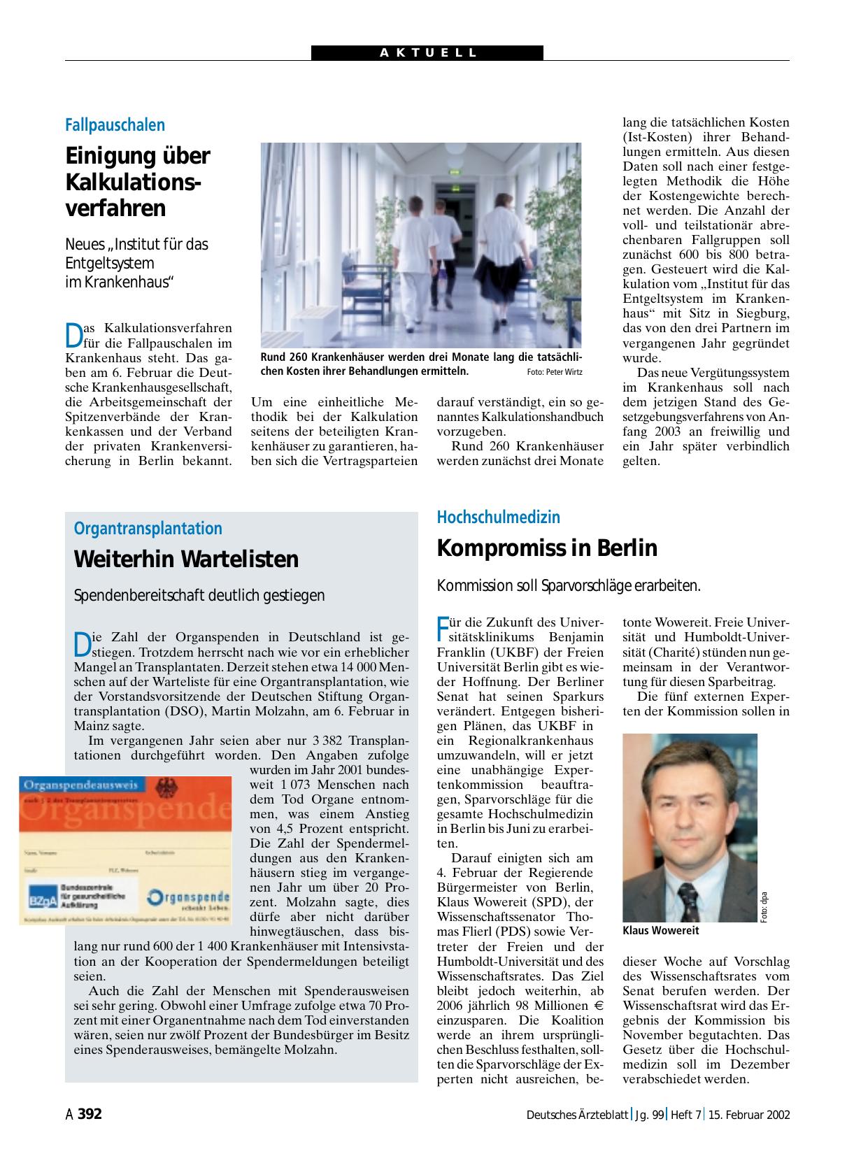 Vorschauseite 1: Hochschulmedizin: Kompromiss in Berlin