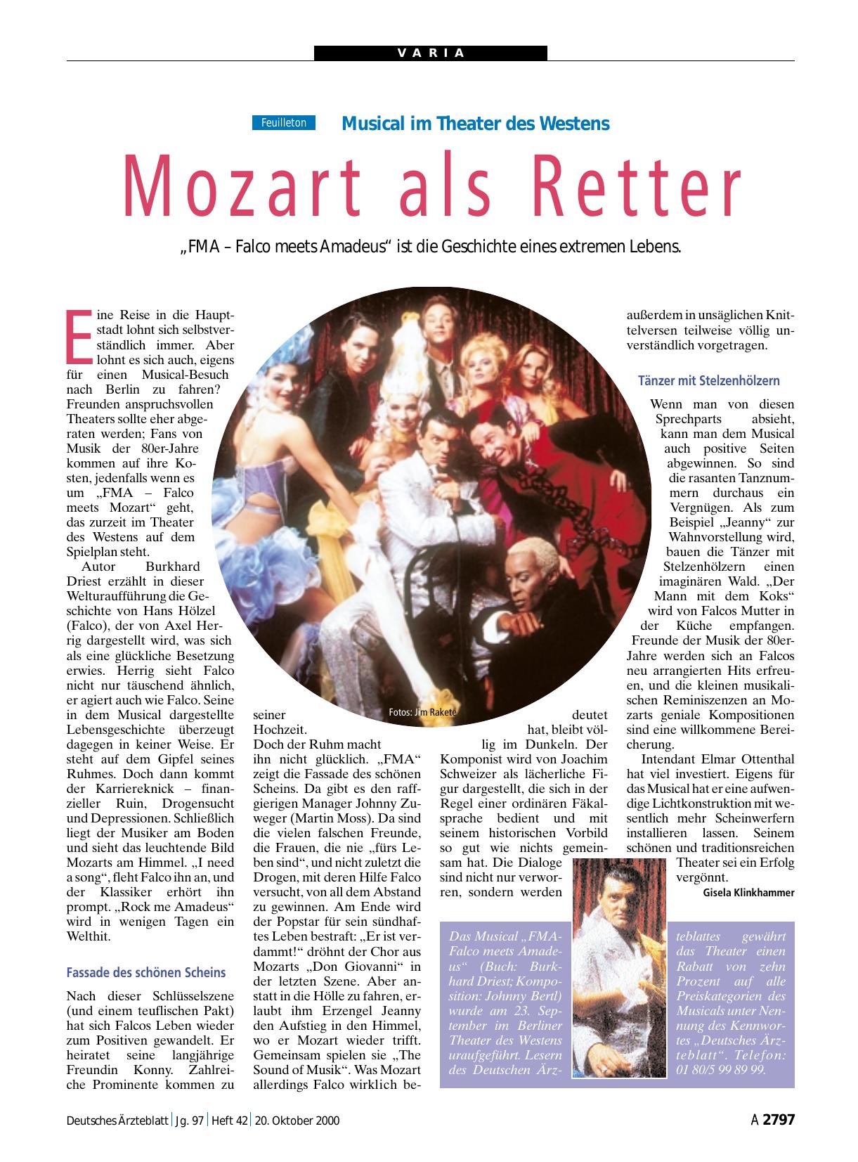 Vorschauseite 1: Musical im Theater des Westens: Mozart als Retter