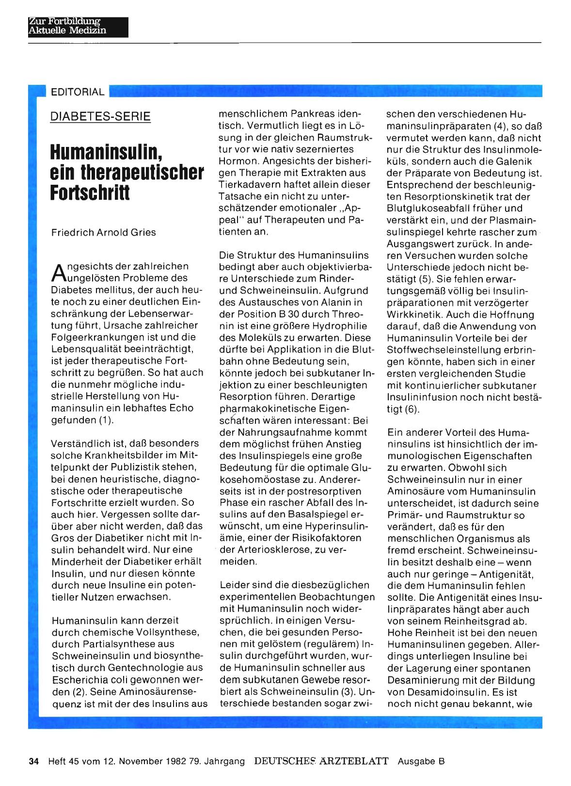Vorschauseite 1: DIABETES-SERIE: Humaninsulin, ein therapeutischer Fortschritt