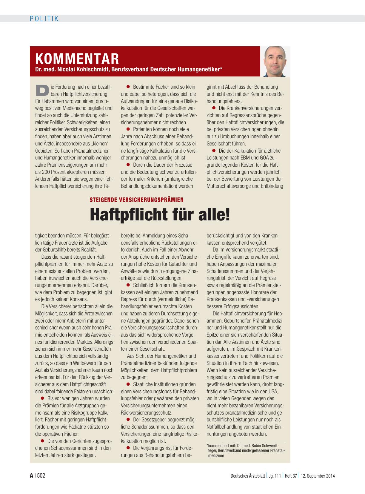Vorschauseite 1: Steigende Versicherungsprämien: Haftpflicht für alle!