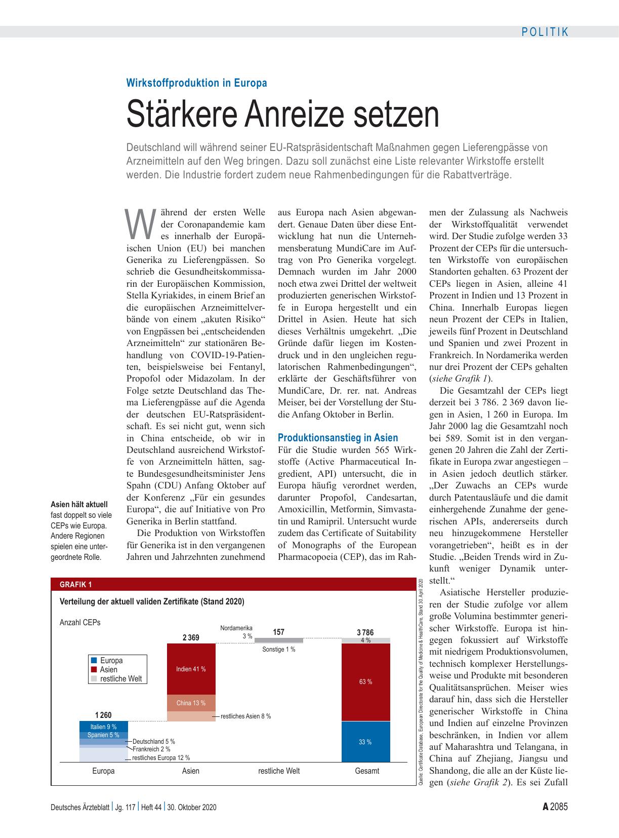 Vorschauseite 1: Wirkstoffproduktion in Europa: Stärkere Anreize setzen