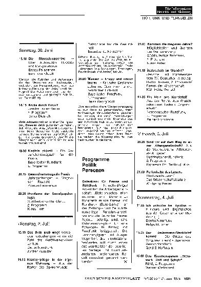 Vorschauseite 1: Programme, Politik, Personen