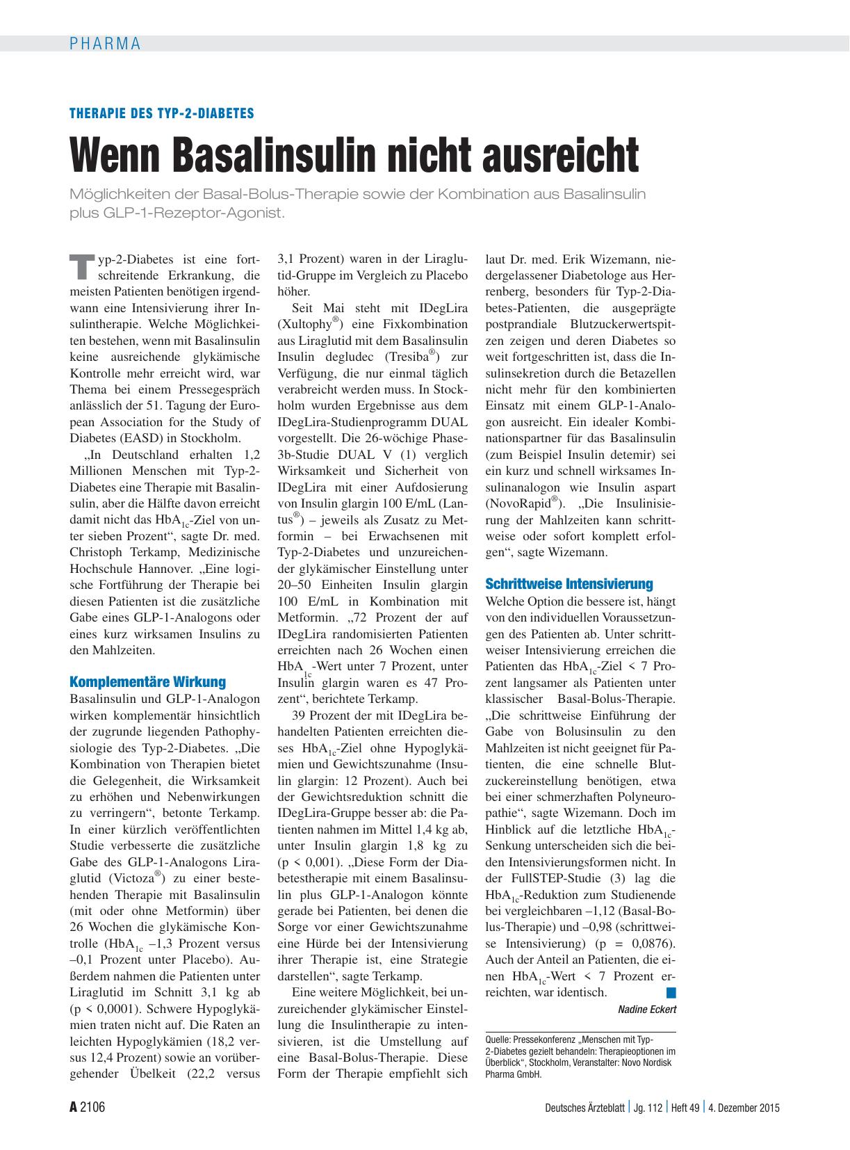Vorschauseite 1: Therapie des Typ-2-Diabetes: Wenn Basalinsulin nicht ausreicht