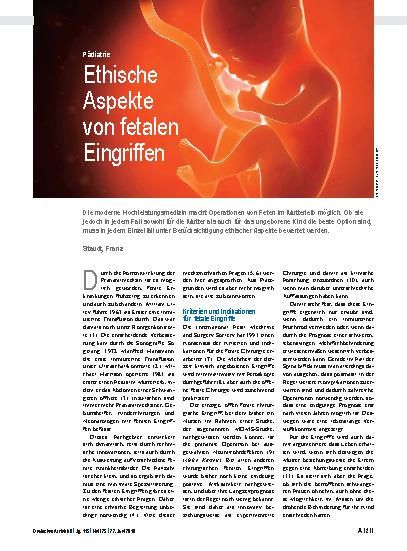 Vorschauseite 1: Pädiatrie: Ethische Aspekte von fetalen Eingriffen