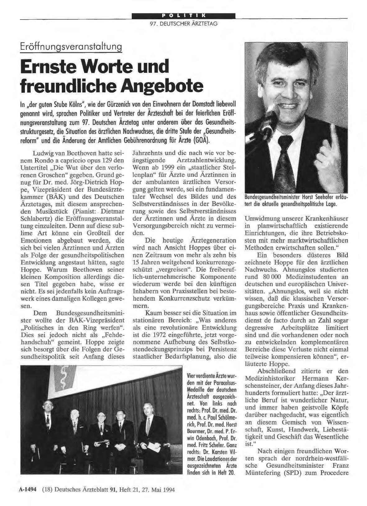 Vorschauseite 1: Eröffnungsveranstaltung: Ernste Worte und freundliche Angebote