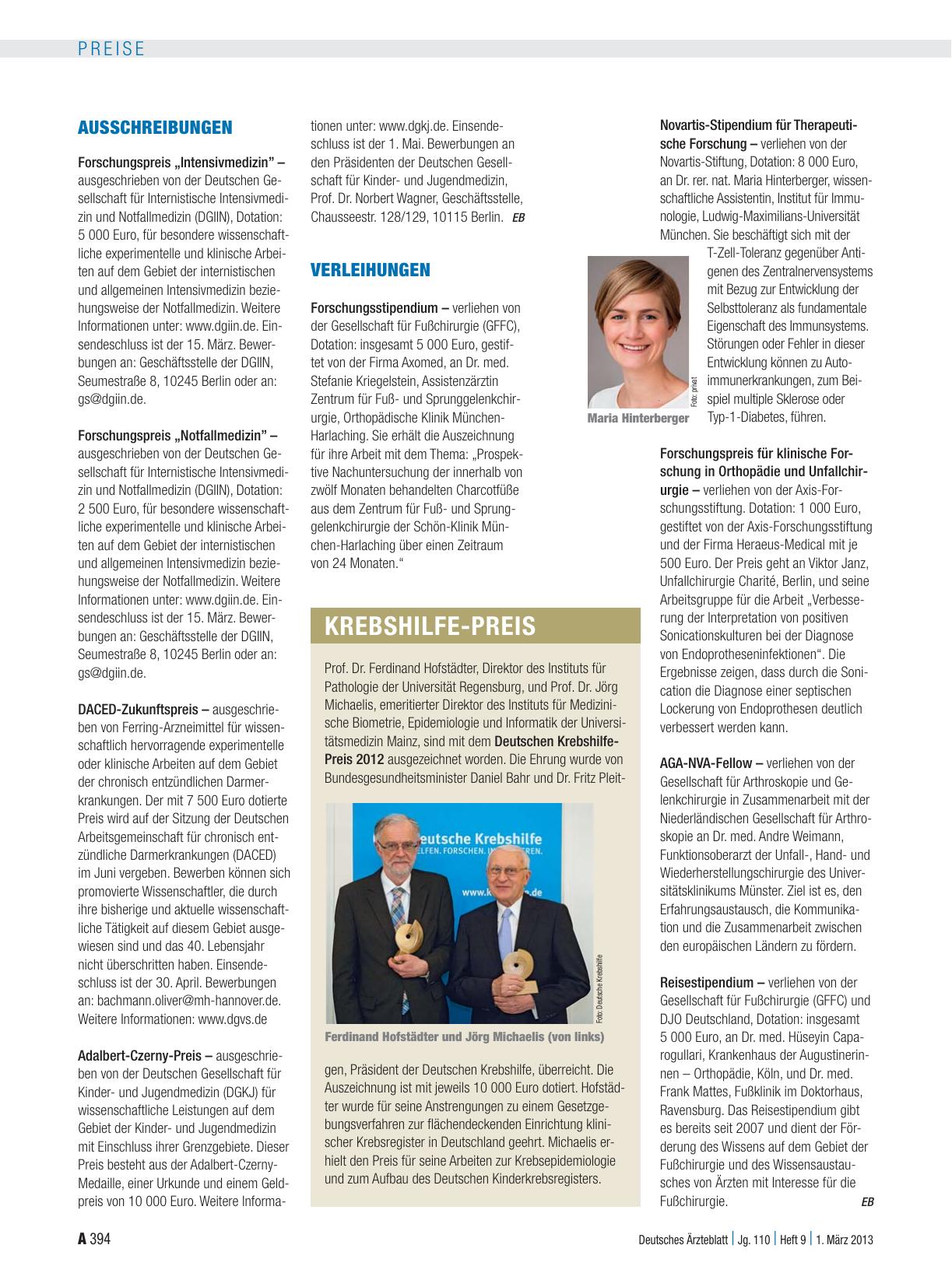 Vorschauseite 1: Verleihungen