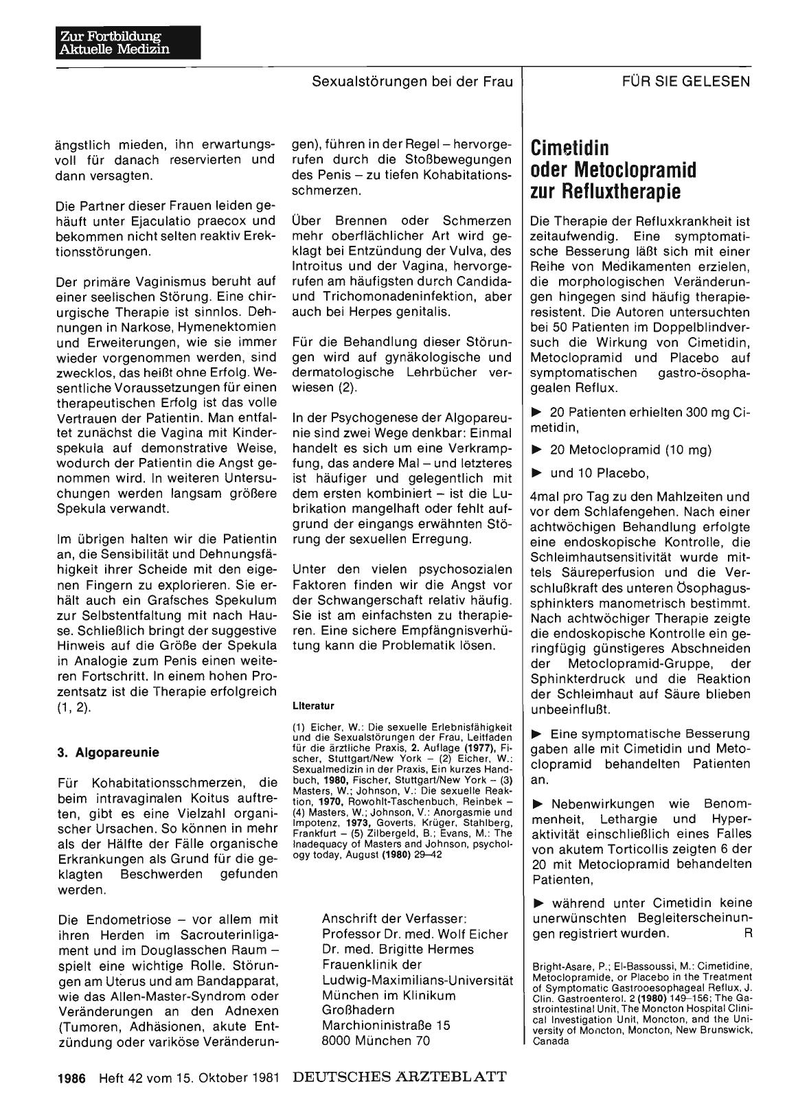 Vorschauseite 1: Cimetidin oder Metoclopramid zur Refluxtherapie
