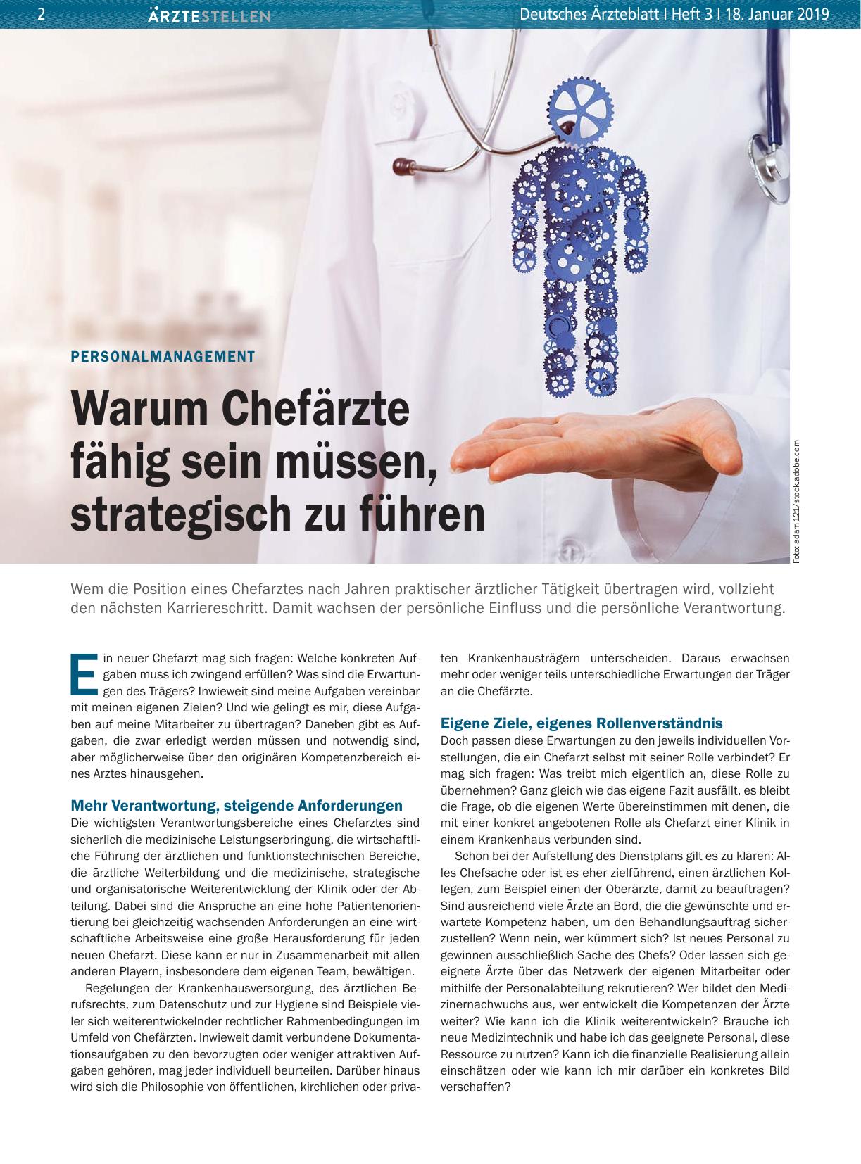 Vorschauseite 1: Personalmanagement: Warum Chefärzte fähig sein müssen, strategisch zu führen