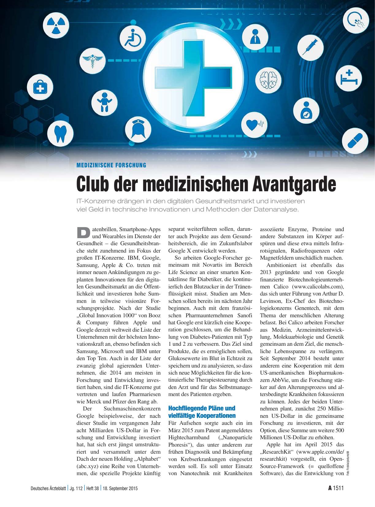 Vorschauseite 1: Medizinische Forschung: Club der medizinischen Avantgarde