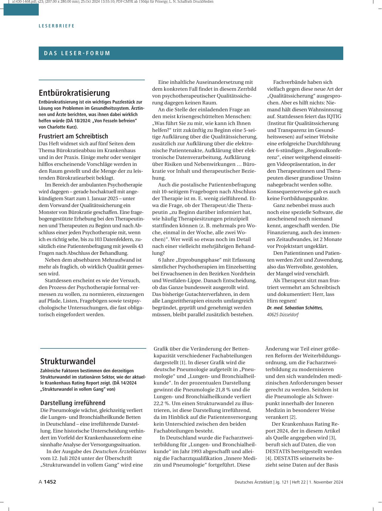 Vorschauseite 1: Entbürokratisierung: Frustriert am Schreibtisch