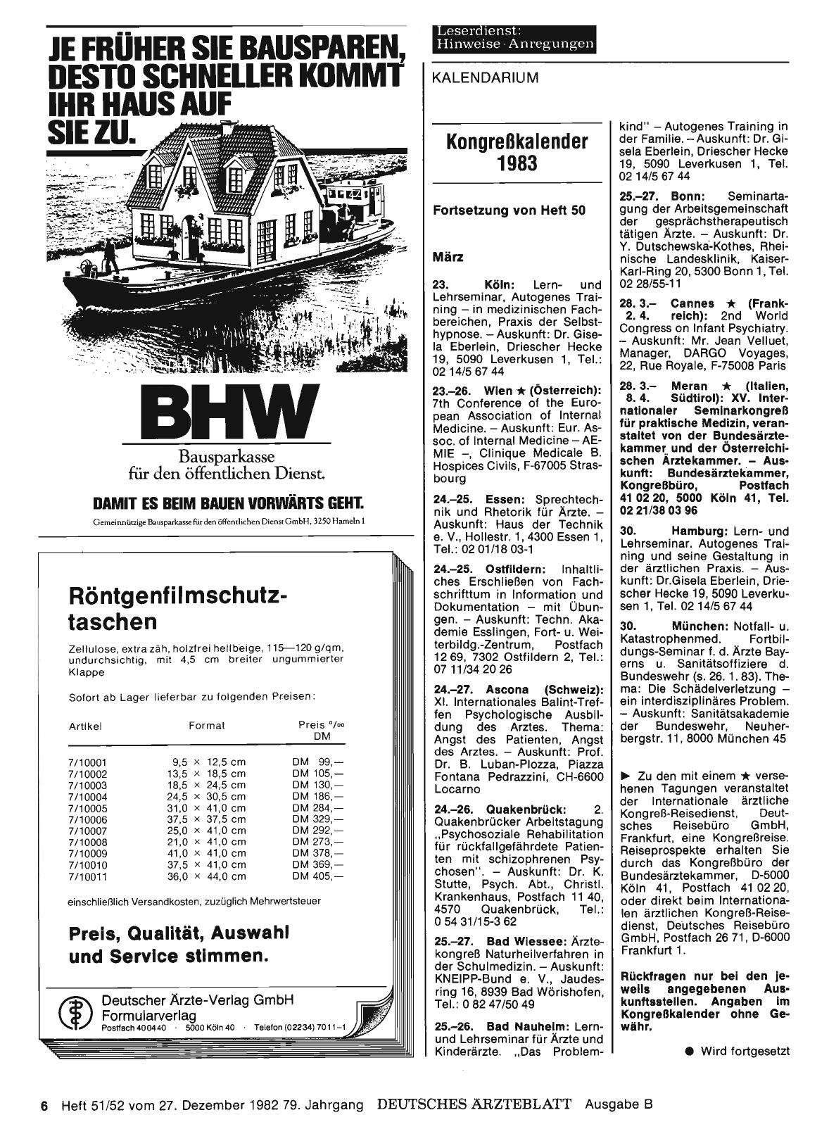 Vorschauseite 1: Kongreßkalender 1983