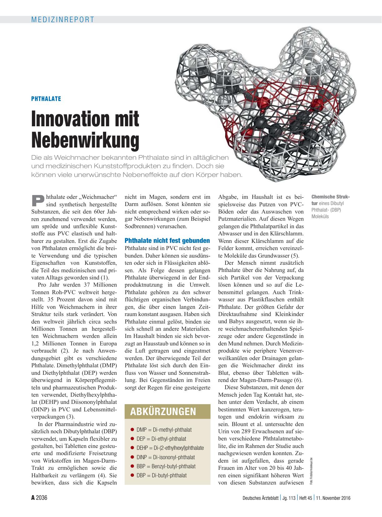 Vorschauseite 1: Phthalate: Innovation mit Nebenwirkung