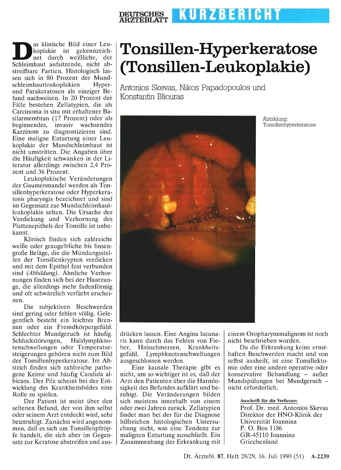 Vorschauseite 1: Tonsillen-Hyperkeratose (Tonsillen-Leukoplakie)
