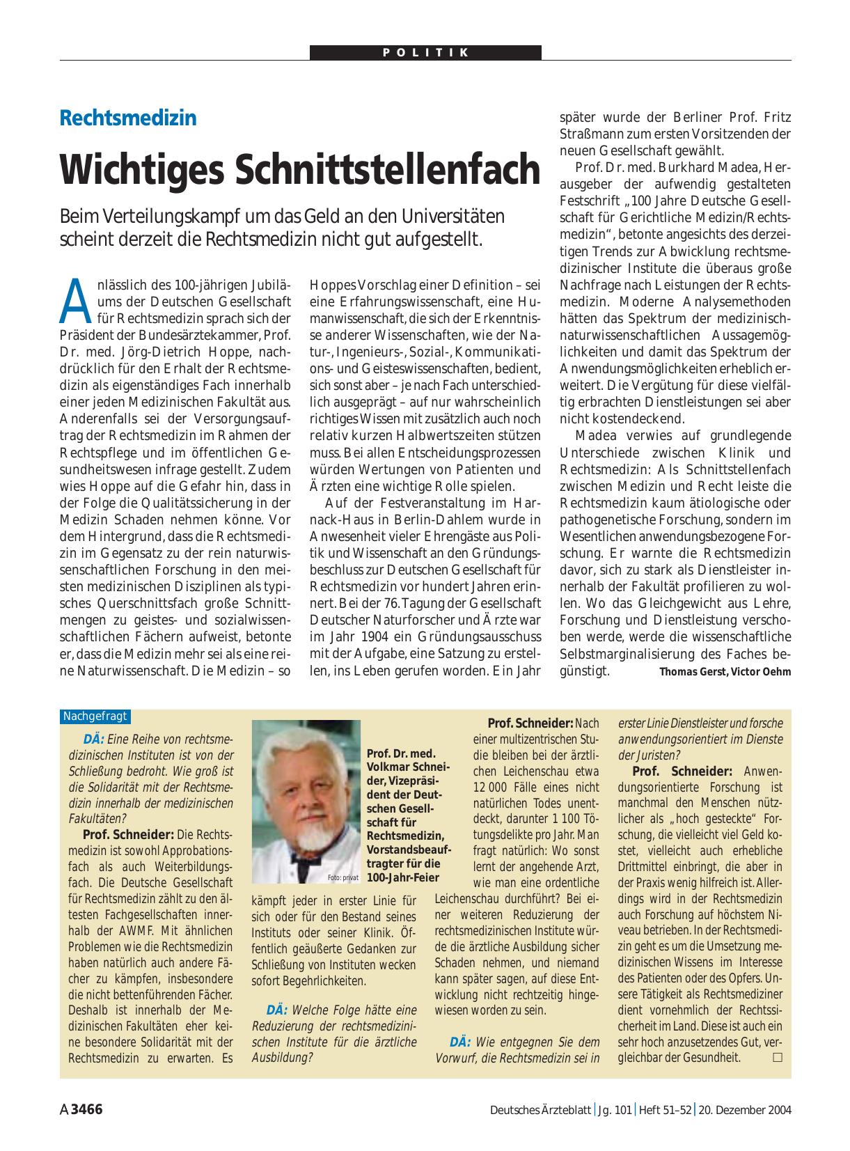 Vorschauseite 1: Rechtsmedizin: Wichtiges Schnittstellenfach