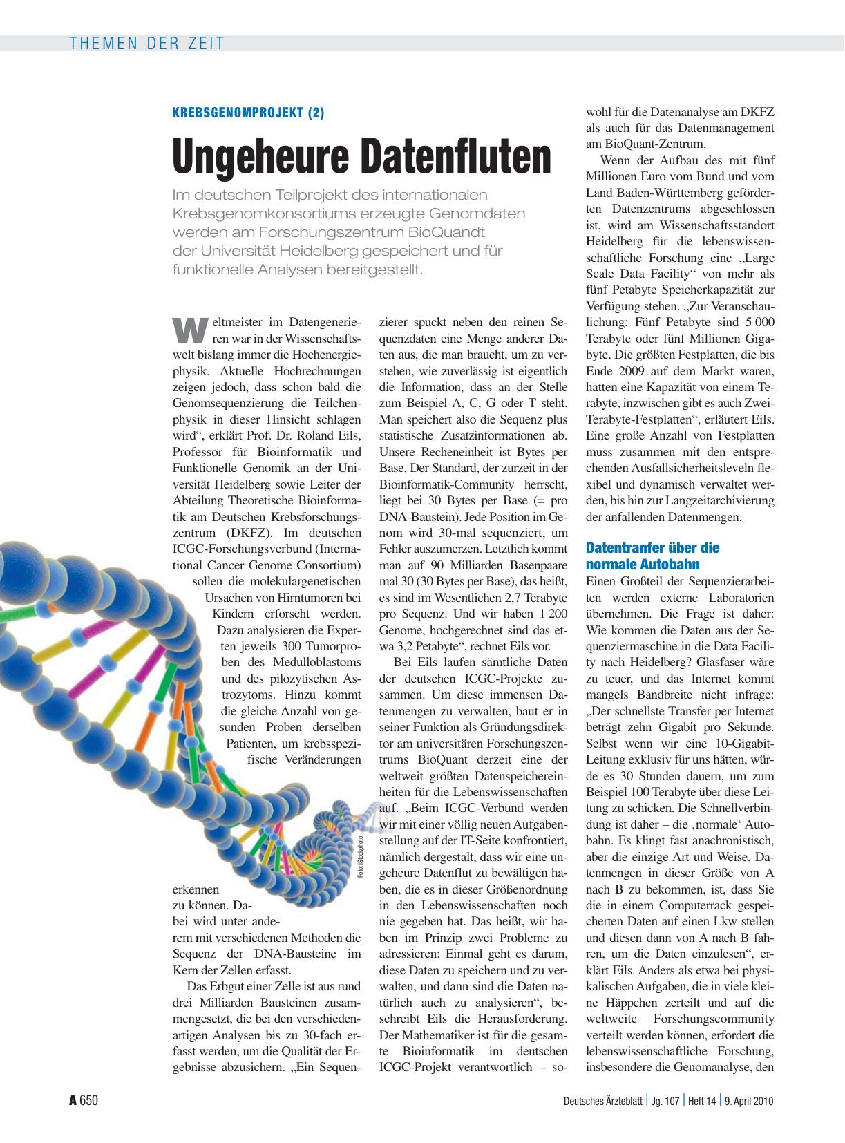 Vorschauseite 1: Krebsgenomprojekt (2): Ungeheure Datenfluten