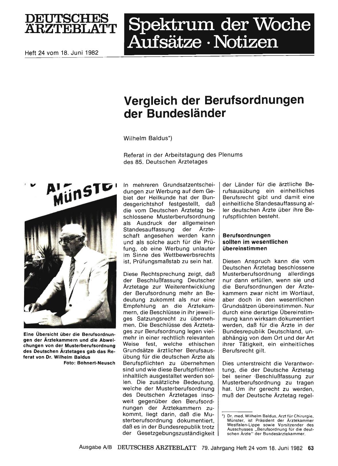 Vorschauseite 1: Vergleich der Berufsordnungen der Bundesländer