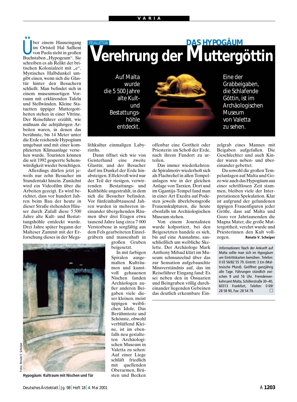 Vorschauseite 1: DAS HYPOGÄUM: Verehrung der Muttergöttin