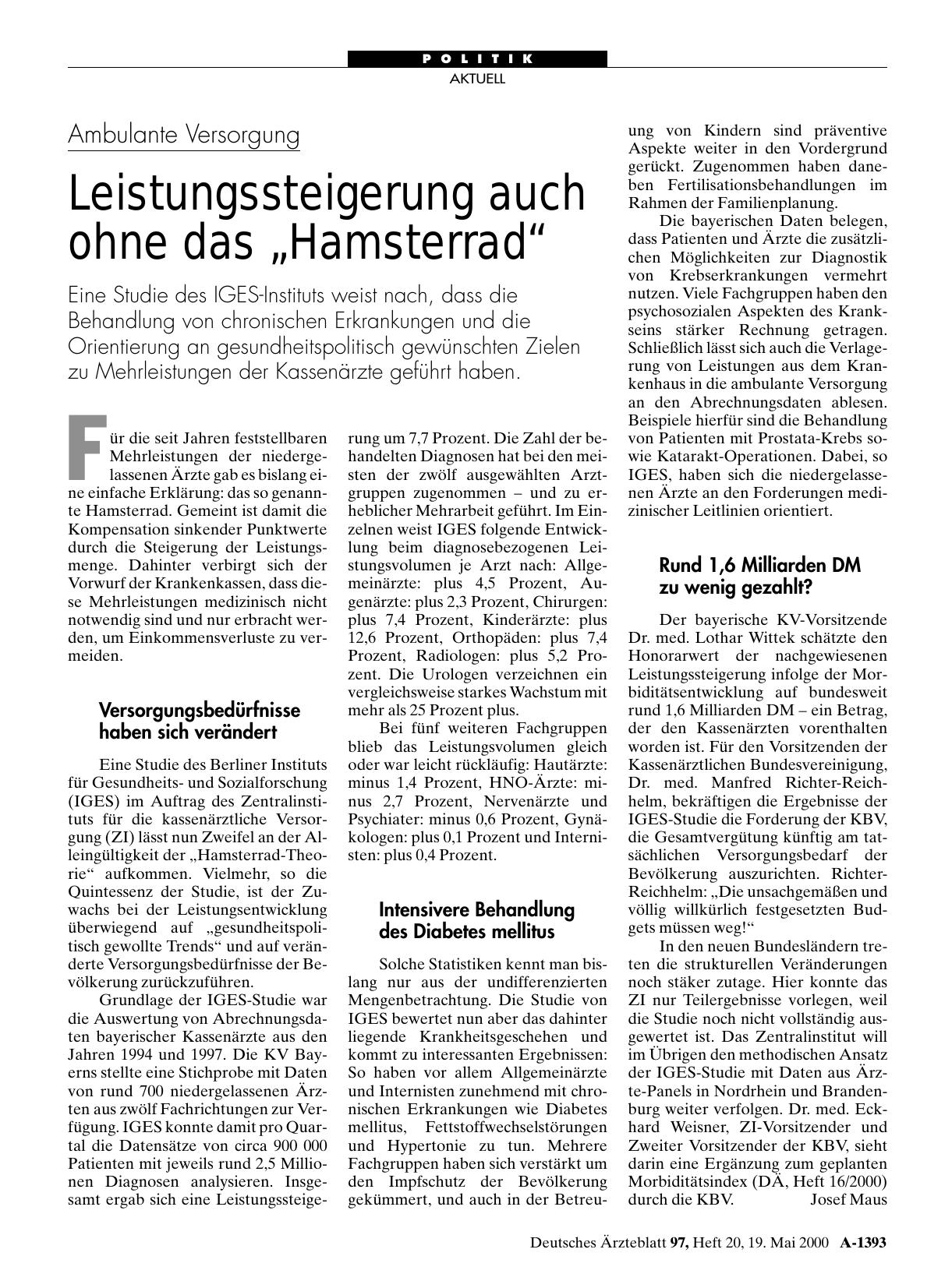Vorschauseite 1: Ambulante Versorgung: Leistungssteigerung auch ohne das „Hamsterrad“