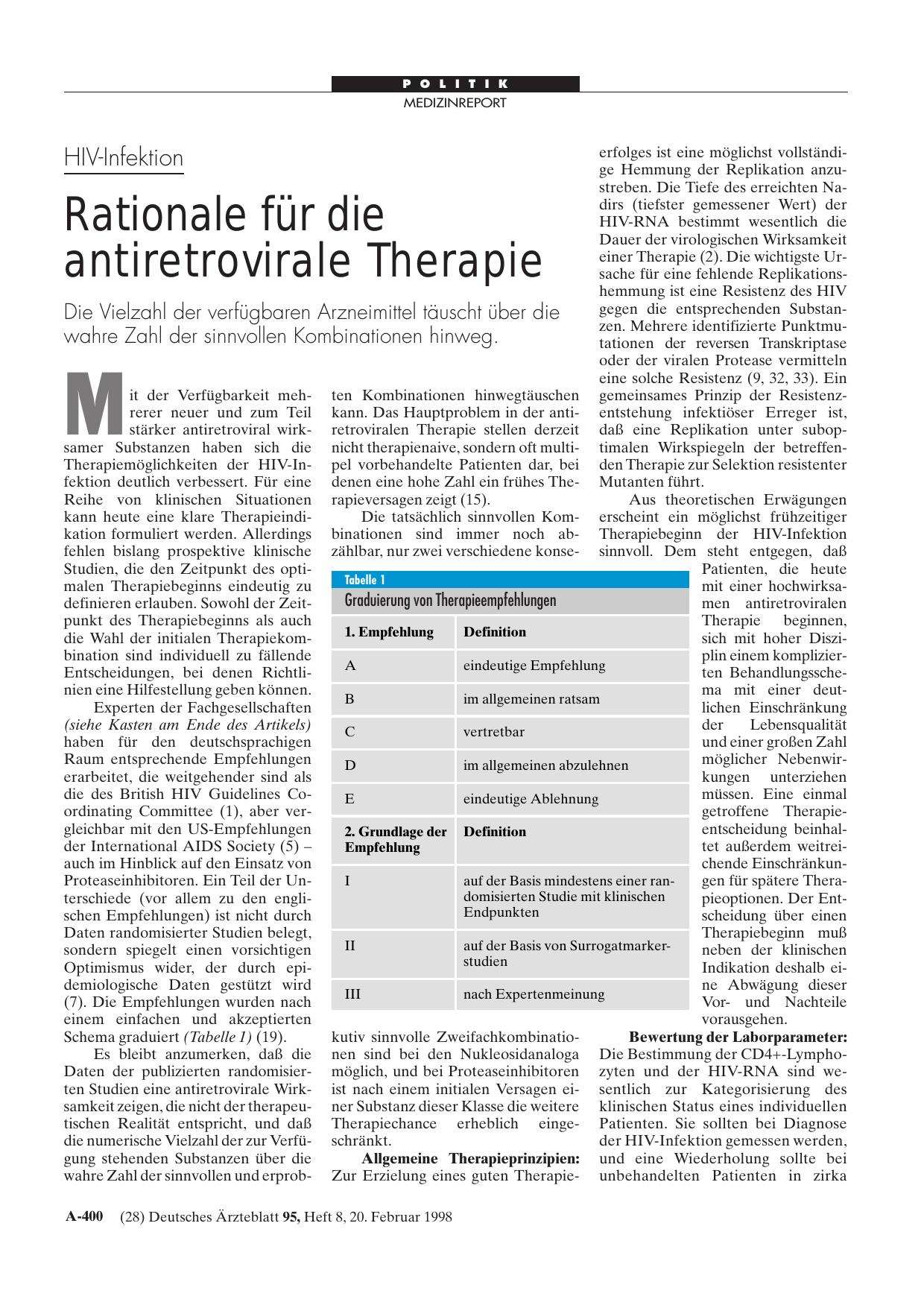 Vorschauseite 1: HIV-Infektion: Rationale für die antiretrovirale Therapie