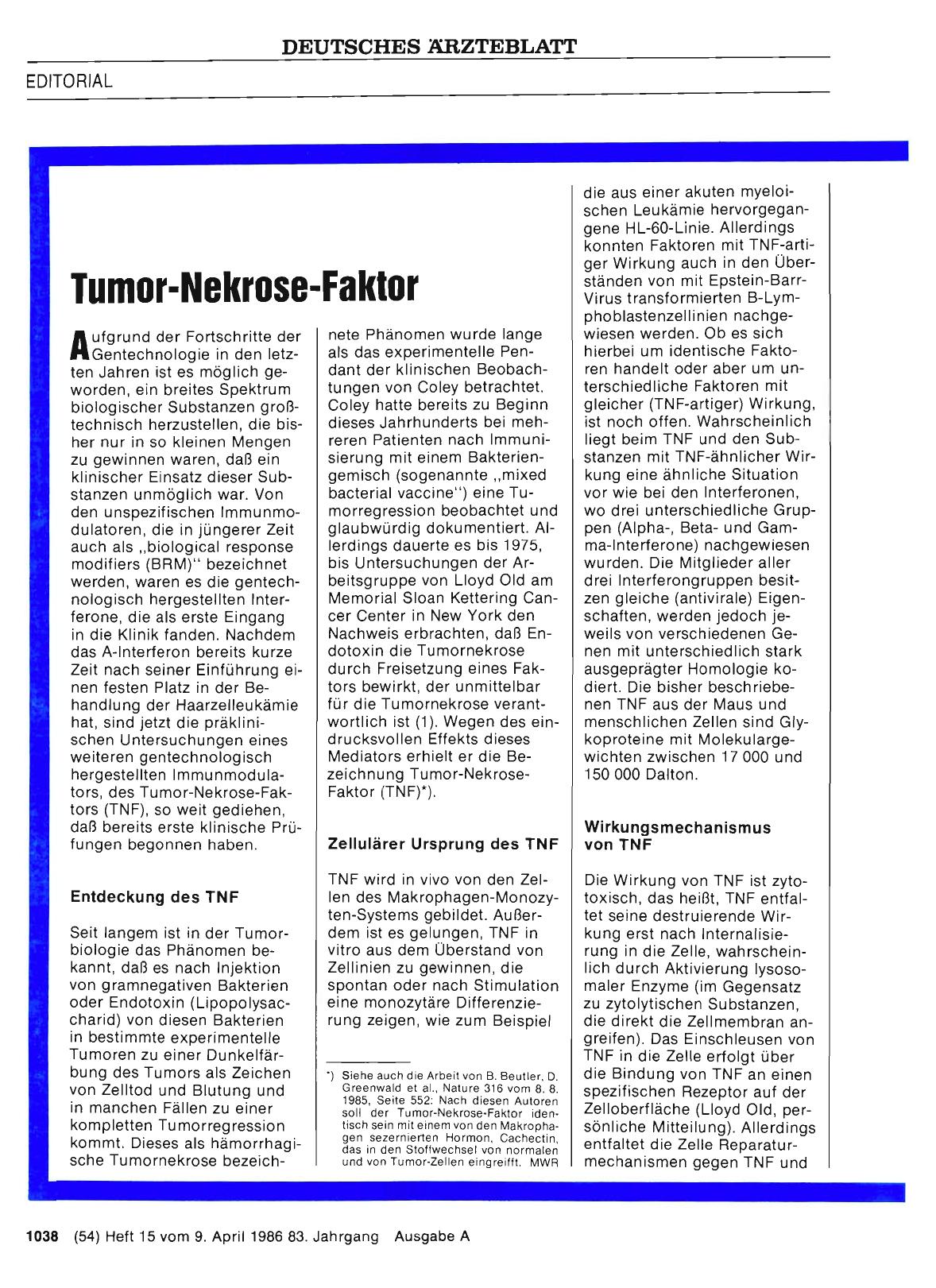 Vorschauseite 1: Tumor-Nekrose-Faktor