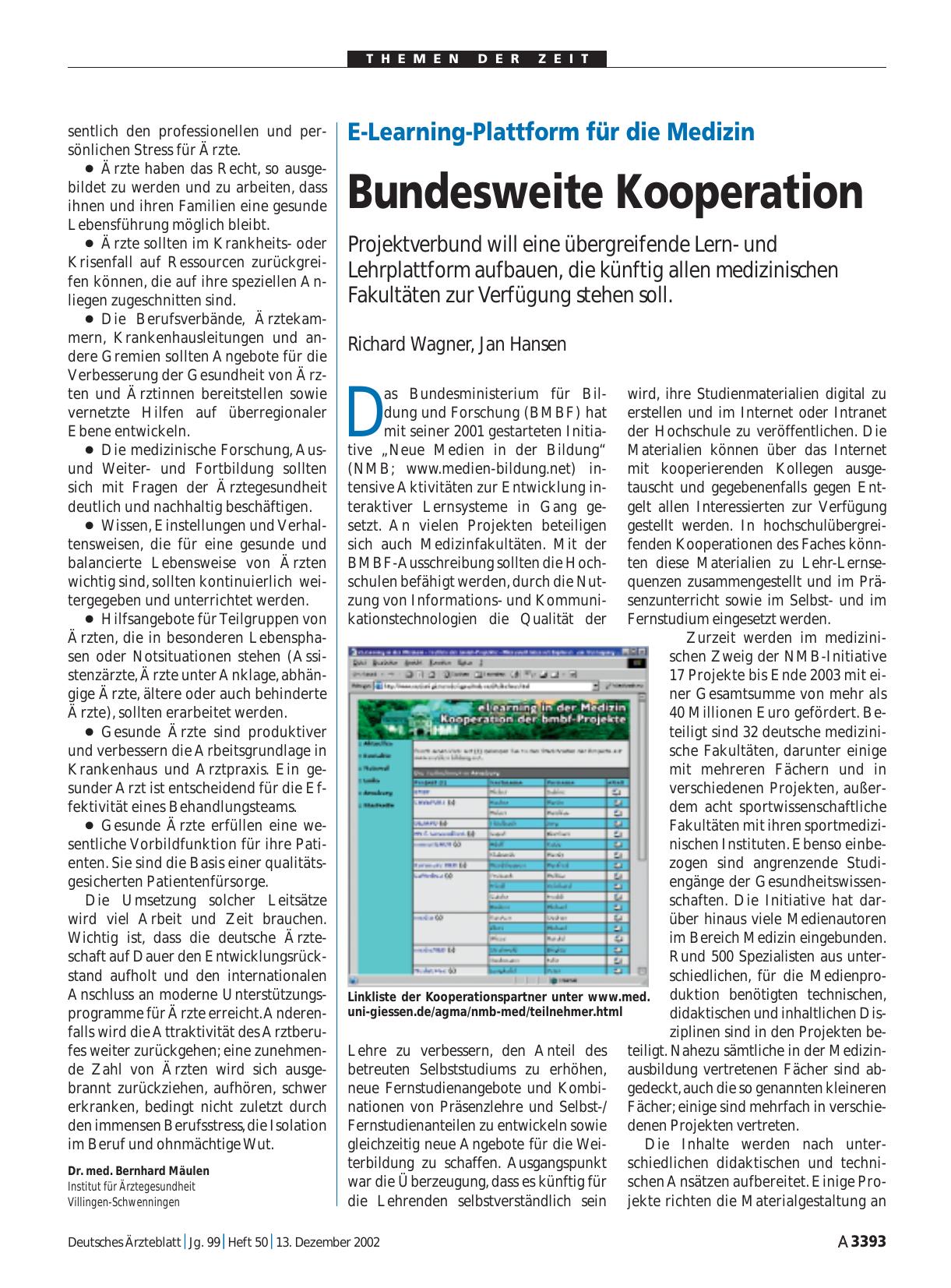 Vorschauseite 1: E-Learning-Plattform für die Medizin: Bundesweite Kooperation