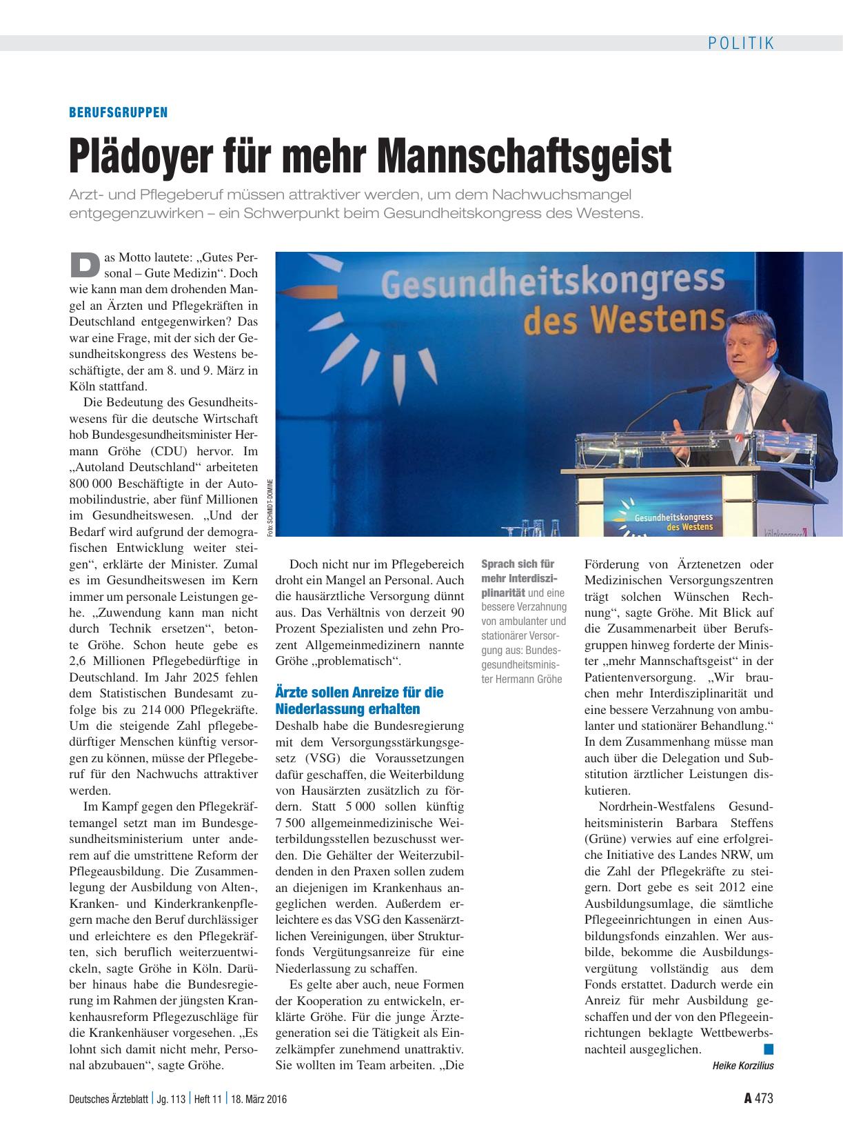 Vorschauseite 1: Berufsgruppen: Plädoyer für mehr Mannschaftsgeist