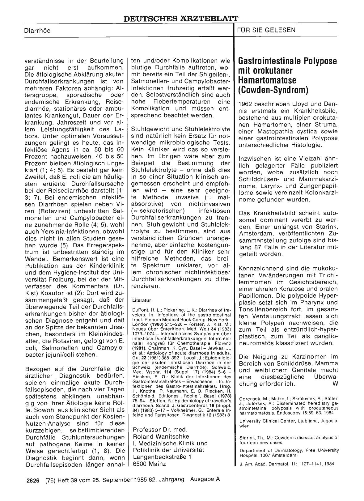 Vorschauseite 1: Gastrointestinale Polypose mit orokutaner Hamartomatose (Cowden-Syndrom