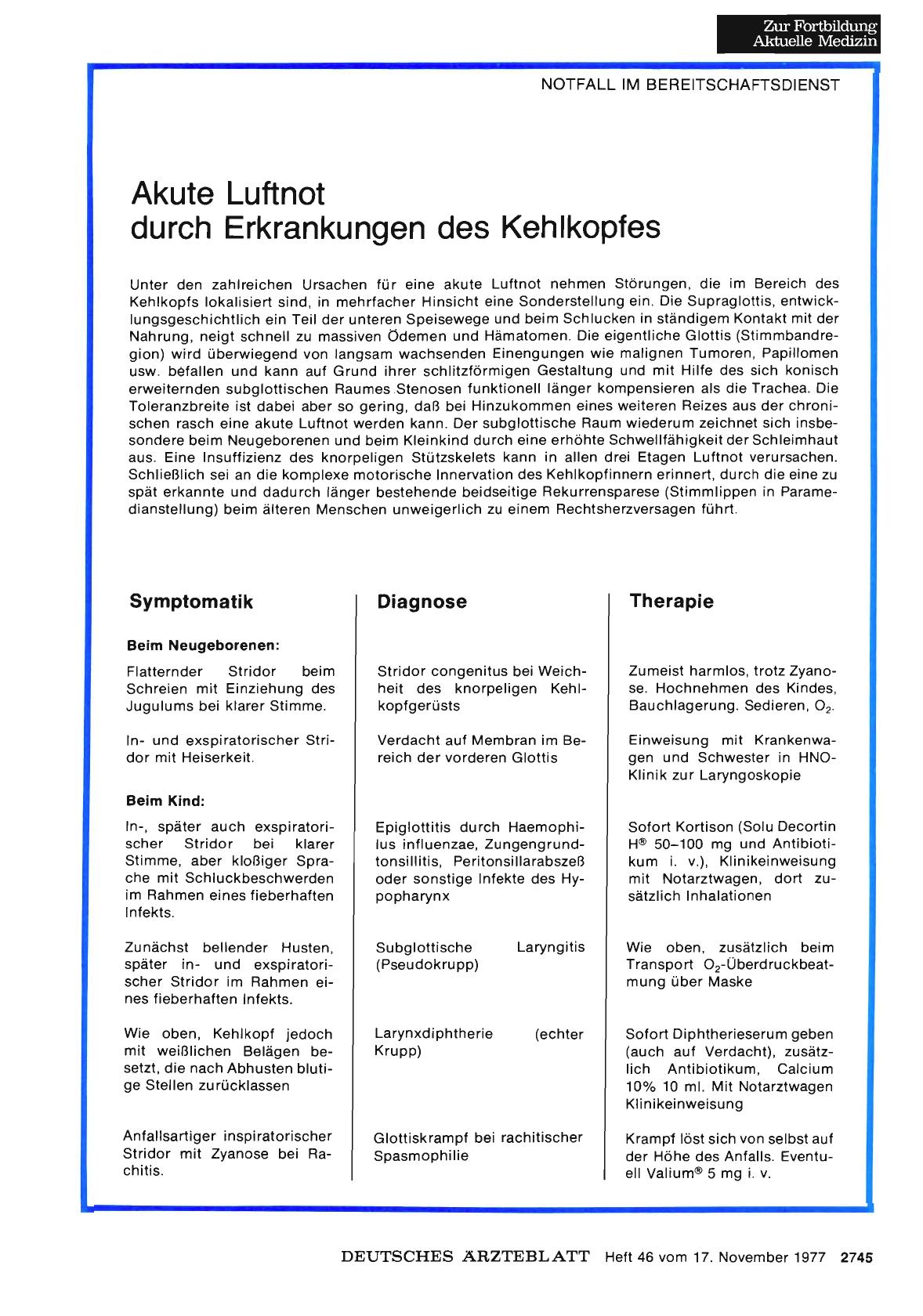 Vorschauseite 1: Akute Luftnot durch Erkrankungen des Kehlkopfes