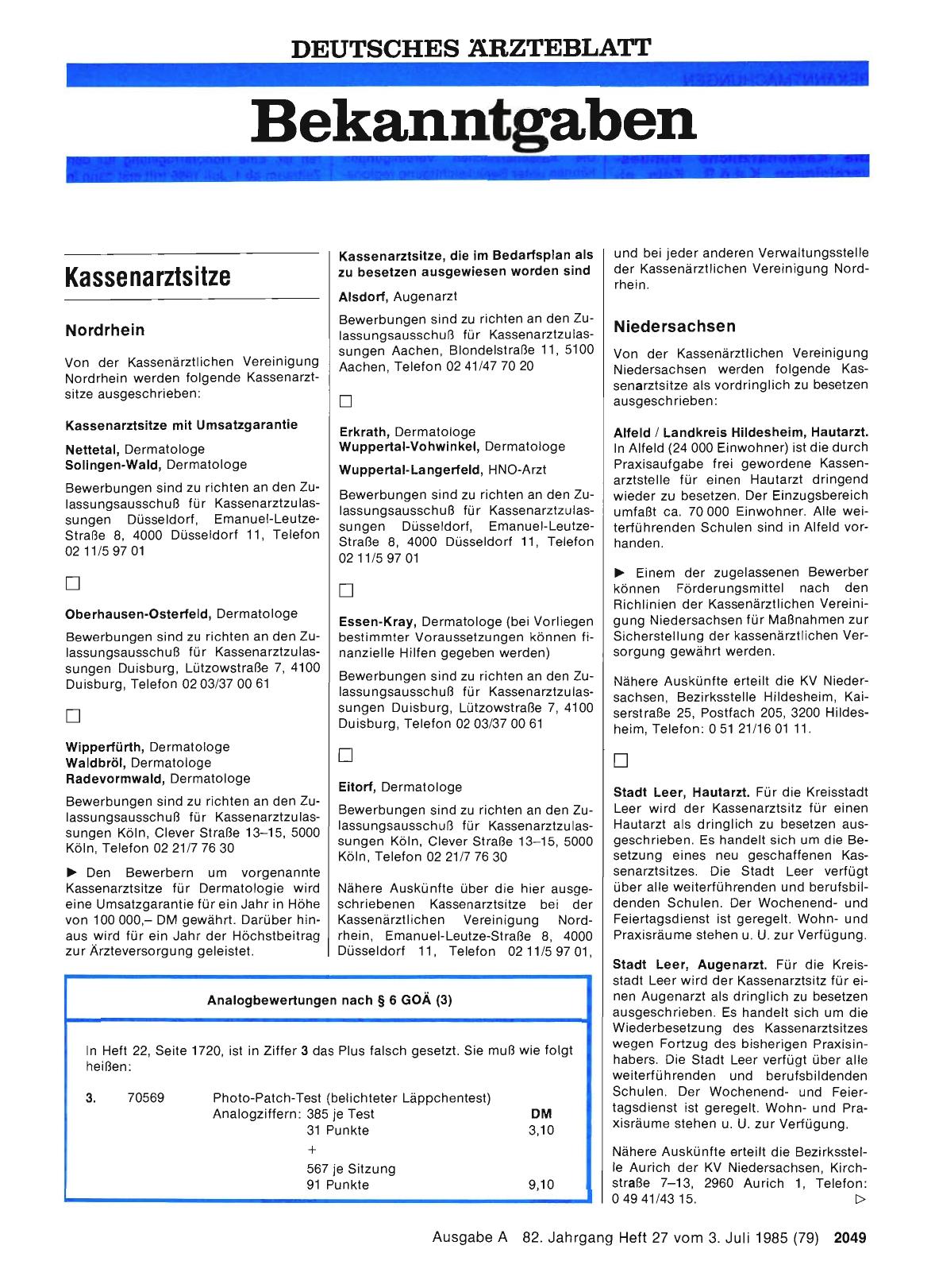 Vorschauseite 1: Kassenarztsitze